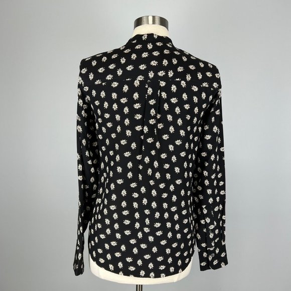 Isabel Marant Rusak Womens Silk Black Floral Long Sleeve Blouse size FR 34 XS - Picture 8 of 16